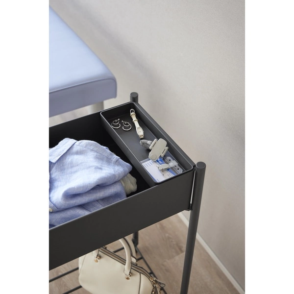 【tower】小物トレー付き下段が棚の収納ワゴン 2段 タワー ブラック