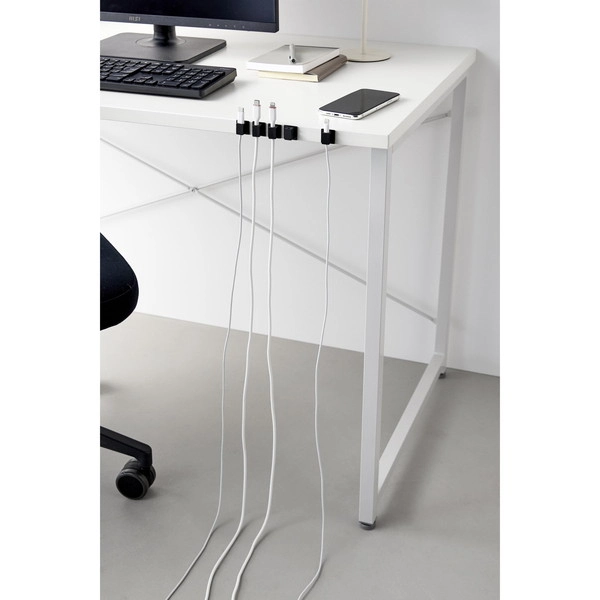 【smart】テープで貼り付けるマグネットケーブルホルダー スマート 5個組 ブラック