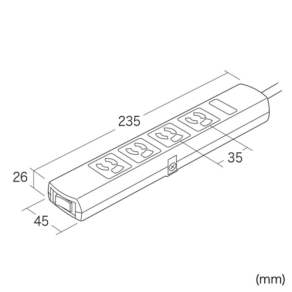 電源タップ (3P・4個口・3m) TAP-34MG-3