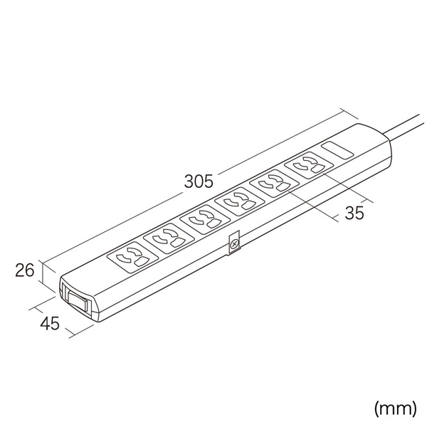 電源タップ (3P・6個口・3m) TAP-36MG-3