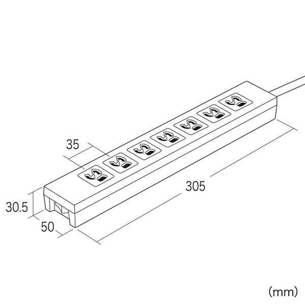 電源タップ (3P・7個口・3m) TAP-F37-3KR