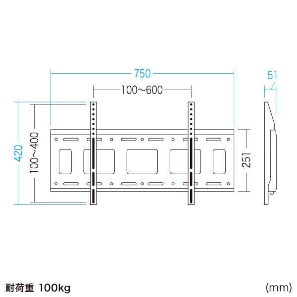 壁面固定式ディスプレイ金具(86型まで対応) CR-PLKG19BK