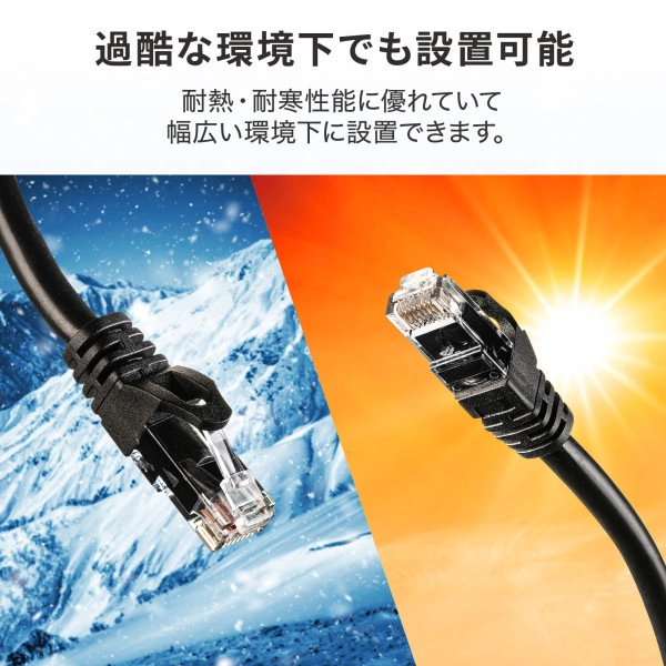 屋外用防水カテゴリ6A LANケーブル KB-T6AWP-05BK