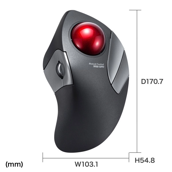 Bluetoothトラックボール(静音・5ボタン・人差し指/中指操作タイプ) MA-BTTB183BK