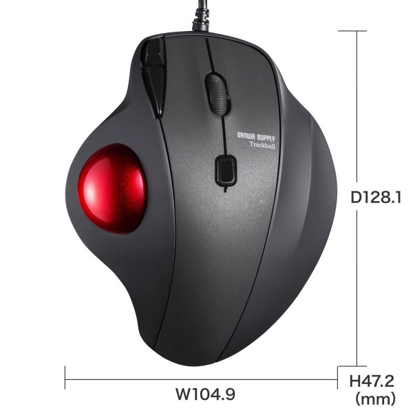 有線トラックボール(静音・5ボタン・親指操作タイプ) MA-TB184BK
