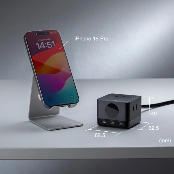 PD67W USB-C×3GaN窒化ガリウム 充電機能付き3個口タップ TAP-B111C3BK