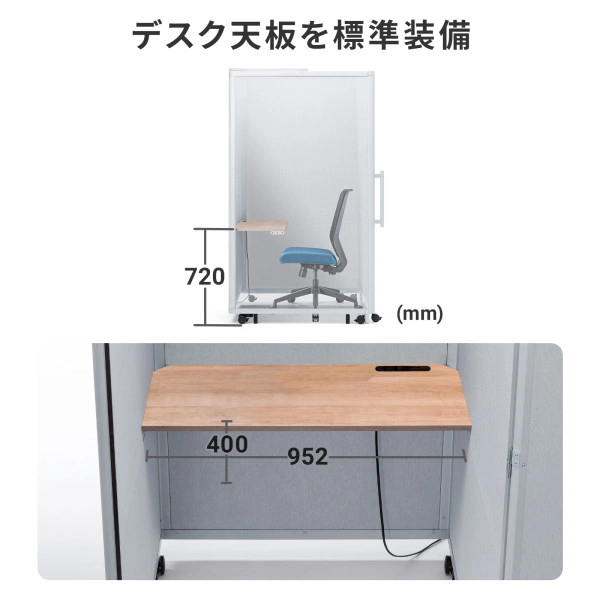 セミクローズ型ワークブース（グレー） SPT-PB009GY