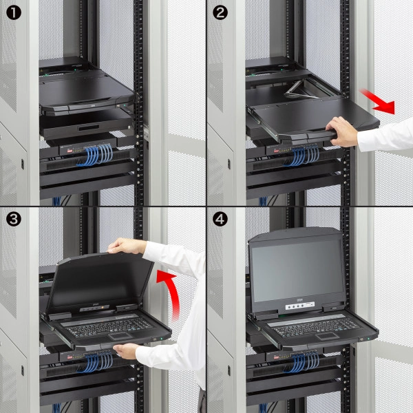 USB/VGA対応 スライドLCDコンソールドロワー SW-KVMVDR