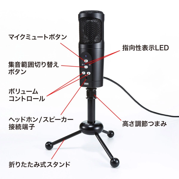 WEB会議高感度USBマイク MM-MCU05BK