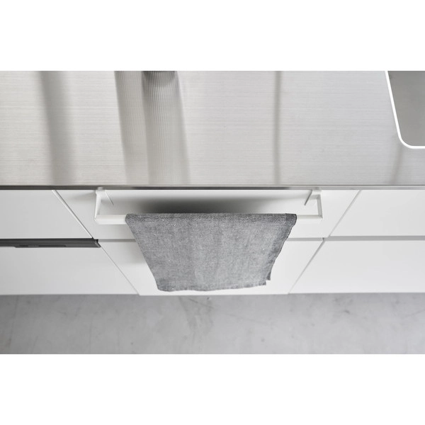 【Plate】滑り落ち防止キッチンタオルハンガーバー プレート ワイド ホワイト