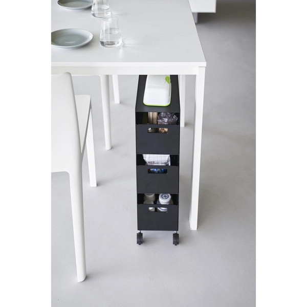 【tower】収納バスケットワゴン タワー 3段 ブラック