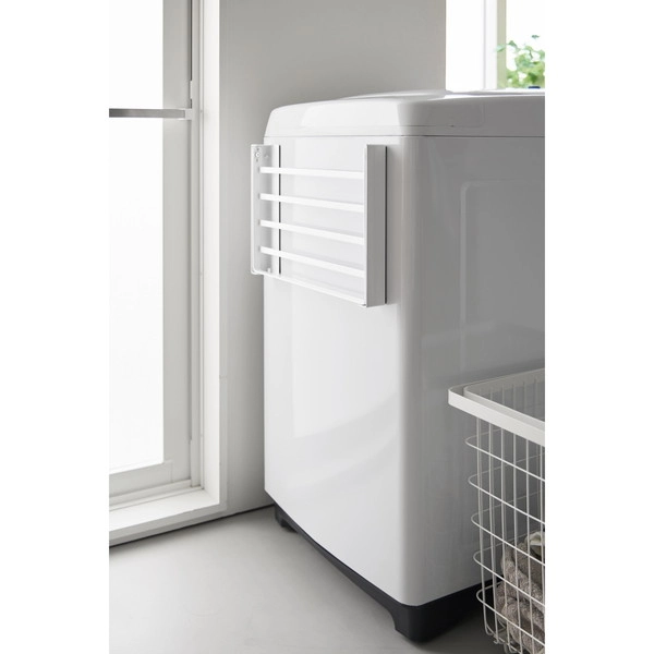 【tower】使いやすい高さに開くマグネット洗濯機横折り畳み棚 タワー ホワイト