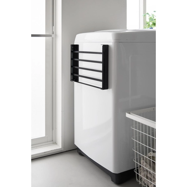 【tower】使いやすい高さに開くマグネット洗濯機横折り畳み棚 タワー ブラック