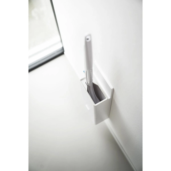 【Plate】ウォール替えブラシ収納付き流せるトイレブラシホルダー プレート 石こうボード壁対応 ホワイト