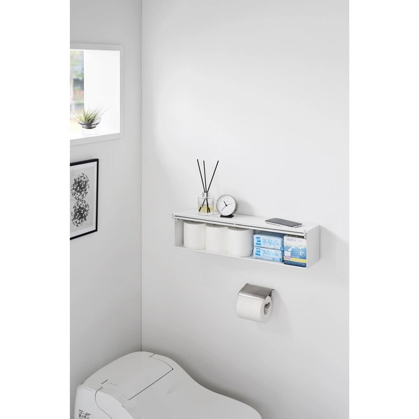 【tower】ウォール隠せるトイレ壁収納 タワー 石こうボード壁対応 ホワイト