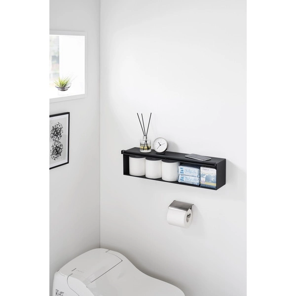 【tower】ウォール隠せるトイレ壁収納 タワー 石こうボード壁対応 ブラック