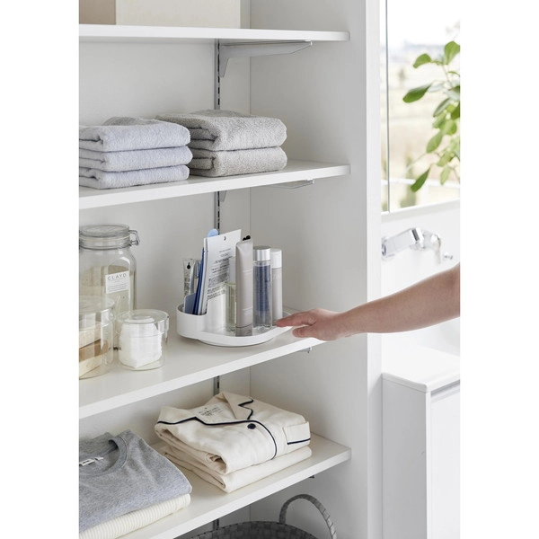 【Plate】回転式仕切り付き収納トレー プレート ホワイト