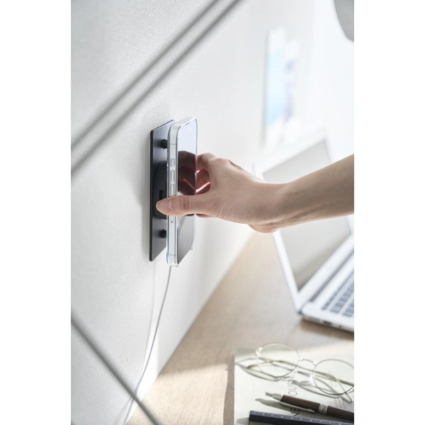 【tower】ウォールスマートフォン充電ホルダー タワー 石こうボード壁対応 ブラック