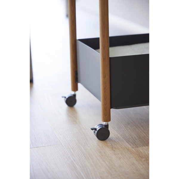 【RIN】小物トレー付き収納ワゴン 2段 リン ブラウン