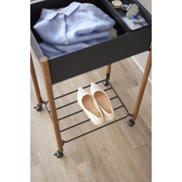 【RIN】小物トレー付き下段が棚の収納ワゴン 2段 リン ブラウン