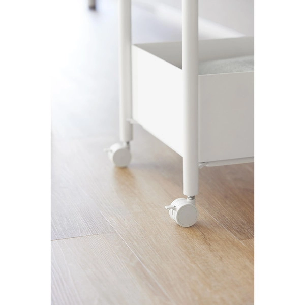 【tower】小物トレー付き収納ワゴン 2段 タワー ホワイト