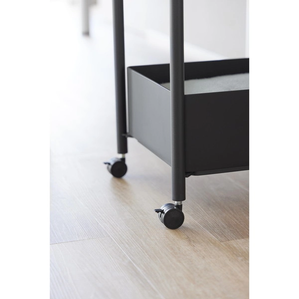 【tower】小物トレー付き収納ワゴン 2段 タワー ブラック