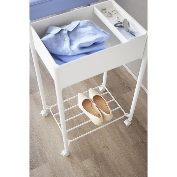 【tower】小物トレー付き下段が棚の収納ワゴン 2段 タワー ホワイト