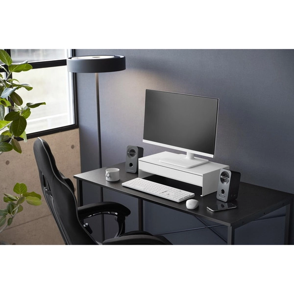 【tower】ゲームコントローラーも入る引き出し付きモニター台 タワー ホワイト