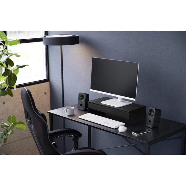 【tower】ゲームコントローラーも入る引き出し付きモニター台 タワー ブラック