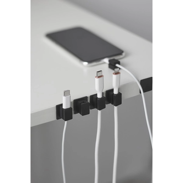 【smart】テープで貼り付けるマグネットケーブルホルダー スマート 5個組 ブラック