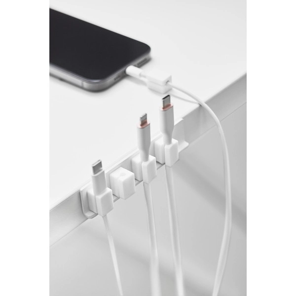 【smart】テープで貼り付けるマグネットケーブルホルダー スマート 5連 ホワイト