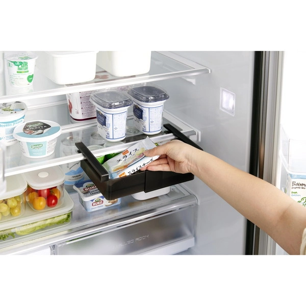 【tower】冷蔵庫中棚下伸縮ラック タワー ブラック