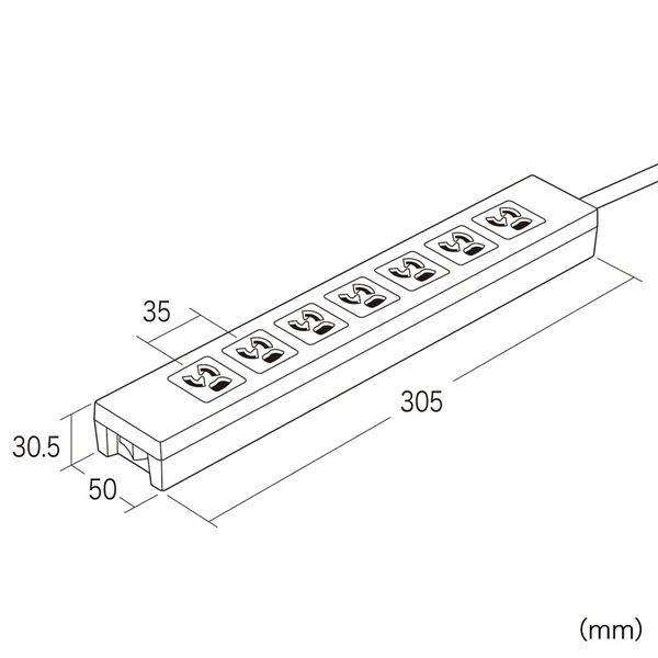 電源タップ (3P・7個口・2m) TAP-F37-2KSR