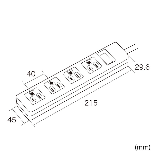 3P・4個口オートシャッター付き電源タップ (マグネット付き・2.5m) TAP-SH3425MG