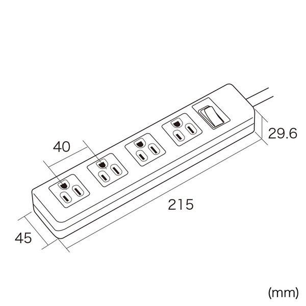 3P・4個口オートシャッター付き電源タップ (一括集中スイッチ・マグネット付き・2.5m) TAP-SH3425MGSW