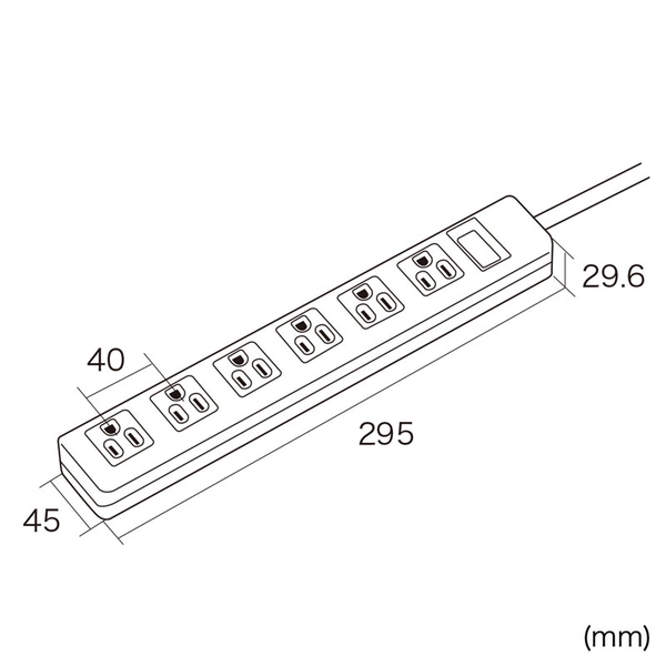 3P・6個口オートシャッター付き電源タップ (マグネット付き・2.5m) TAP-SH3625MG