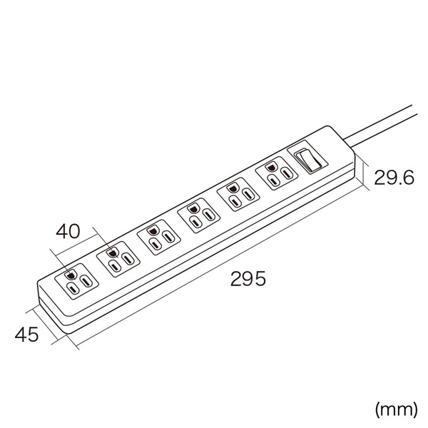 3P・6個口オートシャッター付き電源タップ (一括集中スイッチ・マグネット付き・2.5m) TAP-SH3625MGSW