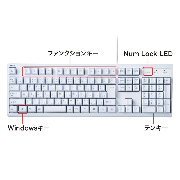 日本語109キーボード ホワイト SKB-109PW