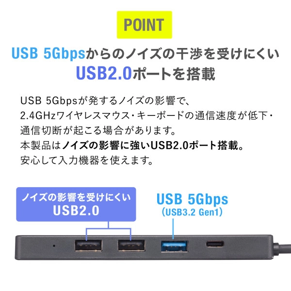 HDMIポート付 USB Type-Cハブ USB-5TCH15BK