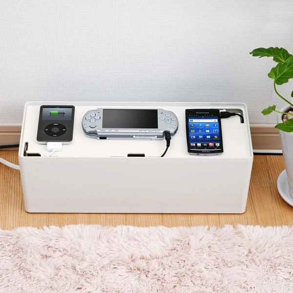 ケーブル&タップ収納ボックス(Lサイズ・ホワイト) CB-BOXP3WN2