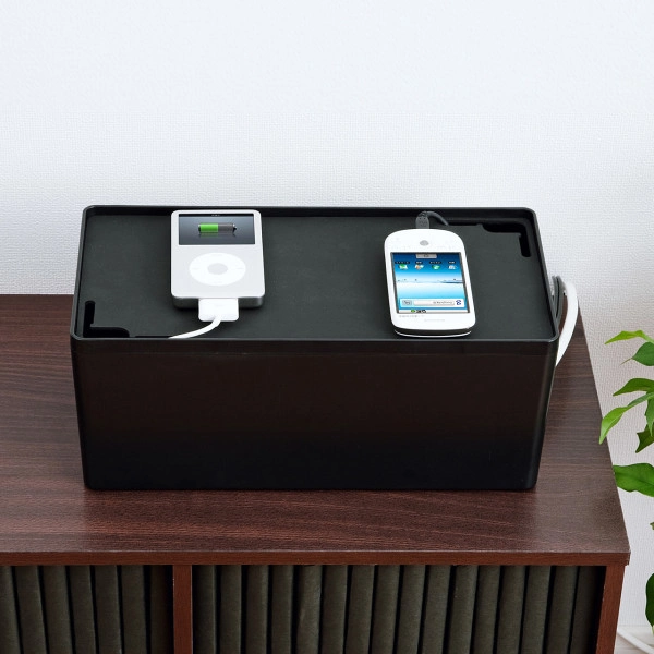 ケーブル＆タップ収納ボックス（Mサイズ・ブラック） CB-BOXP2BKN2