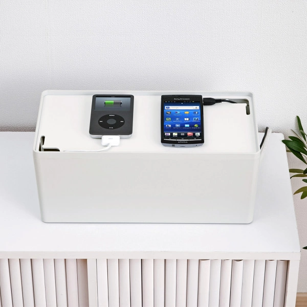 ケーブル&タップ収納ボックス(Mサイズ・ホワイト) CB-BOXP2WN2