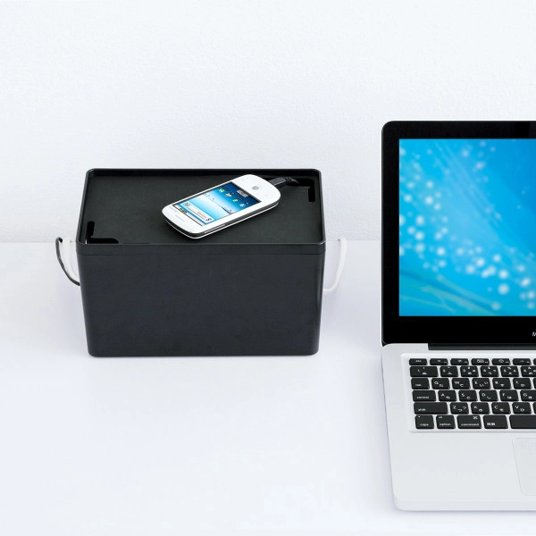 ケーブル&タップ収納ボックス(Sサイズ・ブラック) CB-BOXP1BKN2