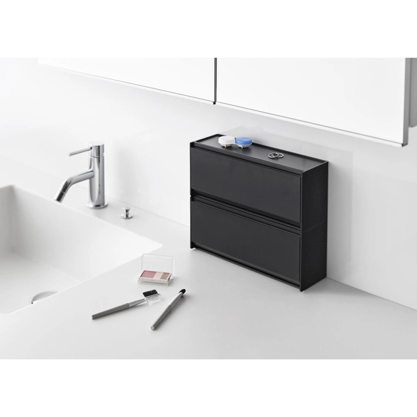 【tower】ウォール洗面収納ケース タワー 石こうボード壁対応 ブラック