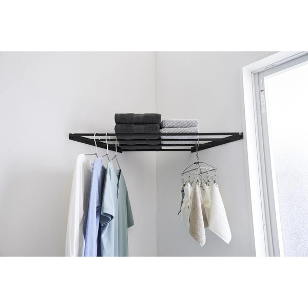 【tower】コーナーハンガーラック タワー 石こうボード壁対応 ブラック