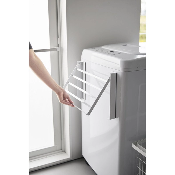 【tower】使いやすい高さに開くマグネット洗濯機横折り畳み棚 タワー ホワイト