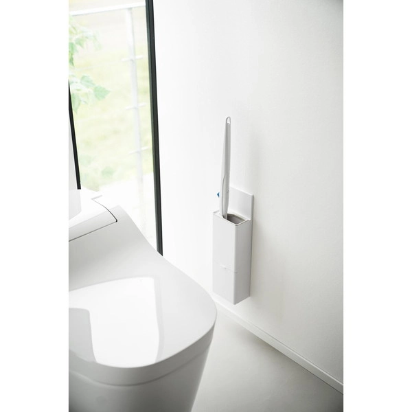 【Plate】ウォール替えブラシ収納付き流せるトイレブラシホルダー プレート 石こうボード壁対応 ホワイト