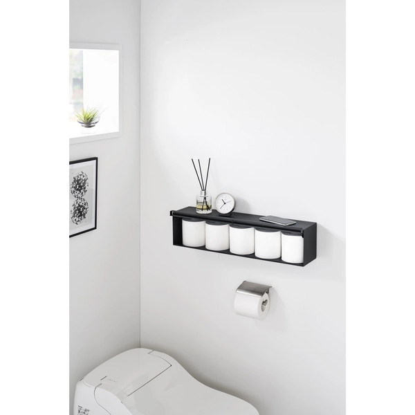 【tower】ウォール隠せるトイレ壁収納 タワー 石こうボード壁対応 ブラック