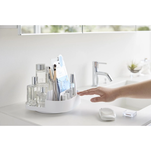 【Plate】回転式仕切り付き収納トレー プレート ホワイト