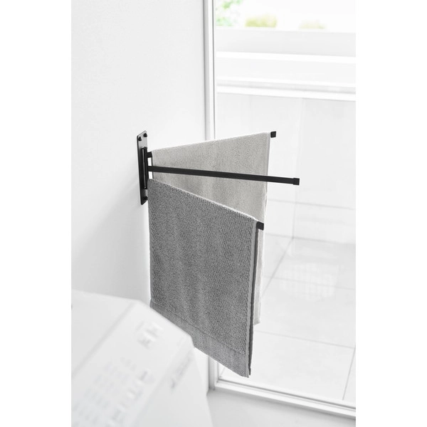 【tower】ウォールタオルハンガー タワー 3連 石こうボード壁対応 ブラック